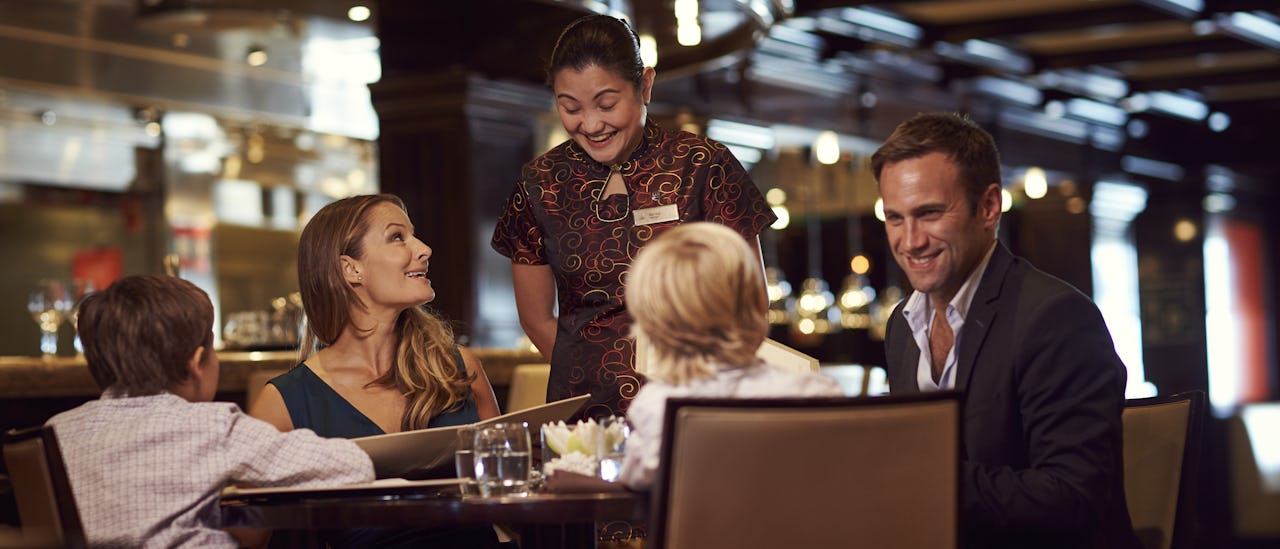 Family dining on a P&O Cruises ship